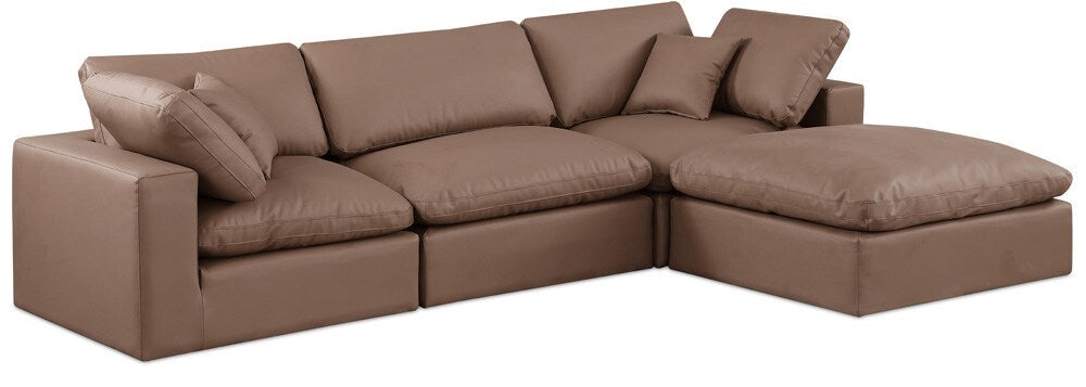 Meridian Furniture - Comfy Brown Vegan Leather Modular Sectional - 4Pc - 188Brown-Sec4A veiw 1