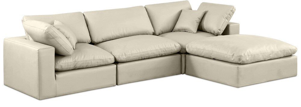 Meridian Furniture - Comfy Cream Vegan Leather Modular Sectional - 4Pc - 188Cream-Sec4A veiw 1