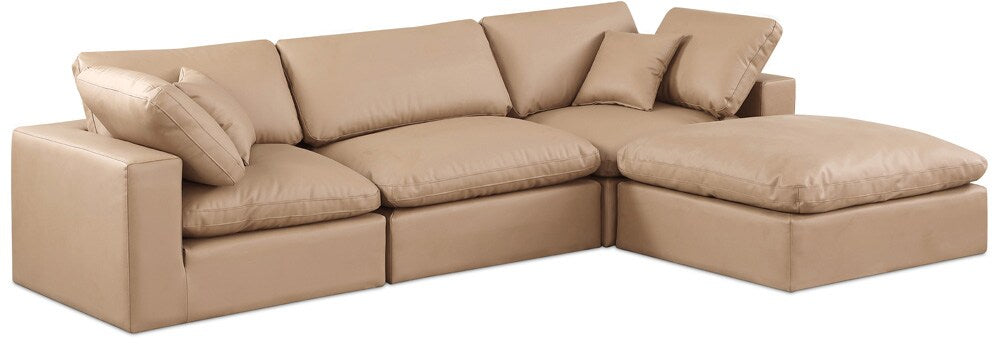 Meridian Furniture - Comfy Tan Vegan Leather Modular Sectional - 4Pc - 188Tan-Sec4A veiw 1