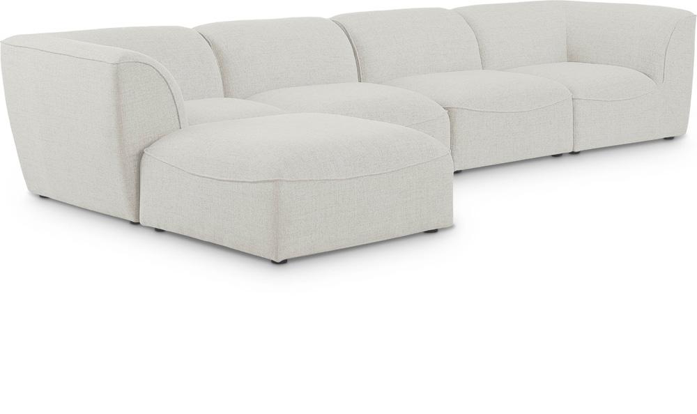 Meridian Furniture - Miramar Cream Durable Linen Textured Modular Sectional - 5Pc - 683Cream-Sec5A veiw 1