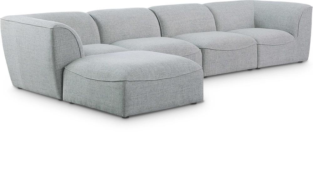 Meridian Furniture - Miramar Grey Durable Linen Textured Modular Sectional - 5Pc - 683Grey-Sec5A veiw 1