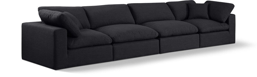 Meridian Furniture - Comfy Black Linen Textured Fabric Modular Sofa - 4Pc - 187Black-S158 veiw 1