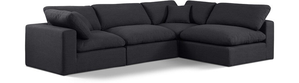 Meridian Furniture - Comfy Black Linen Textured Fabric Modular Sectional - 4Pc - 187Black-Sec4B veiw 1