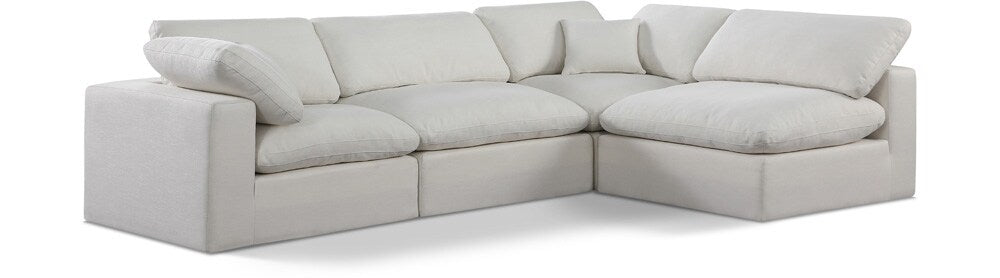 Meridian Furniture - Comfy Cream Linen Textured Fabric Modular Sectional - 4Pc - 187Cream-Sec4B veiw 1