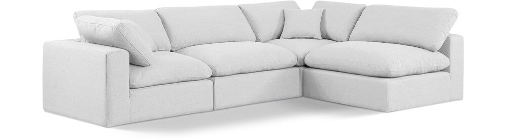 Meridian Furniture - Comfy White Linen Textured Fabric Modular Sectional - 4Pc - 187White-Sec4B veiw 1