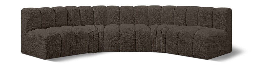 Meridian Furniture - Arc Brown Boucle Fabric Modular Sofa - 5Pc - 102Brown-S5A veiw 1