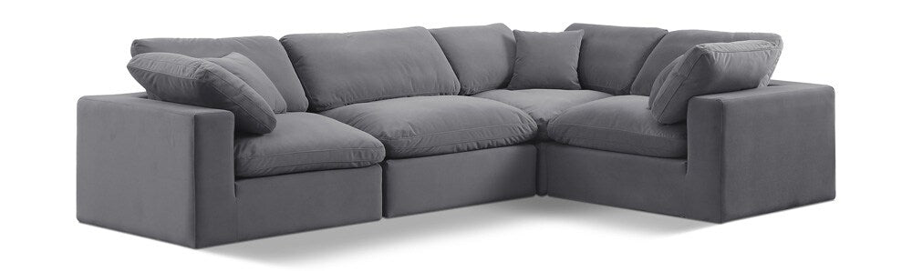 Meridian Furniture - Comfy Grey Velvet Modular Sectional - 4Pc - 189Grey-Sec4C veiw 1
