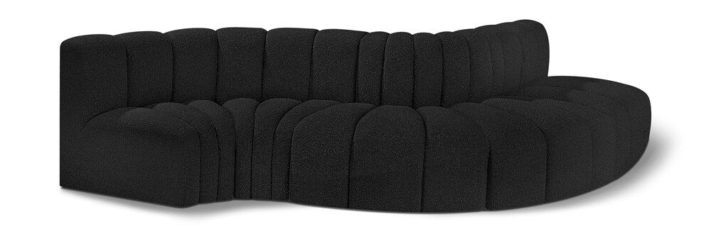 Meridian Furniture - Arc Black Boucle Fabric Modular Sofa - 5Pc - 102Black-S5B veiw 1