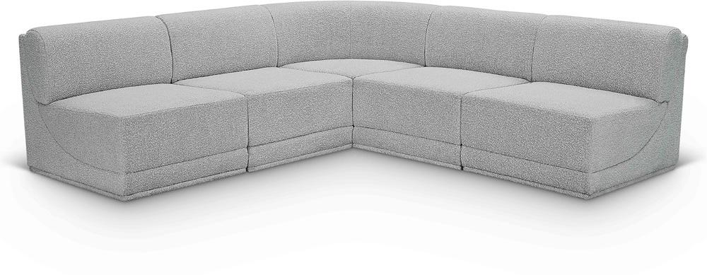 Meridian Furniture - Ollie Grey Boucle Fabric Modular Sectional - 5Pc - 118Grey-Sec5C veiw 1