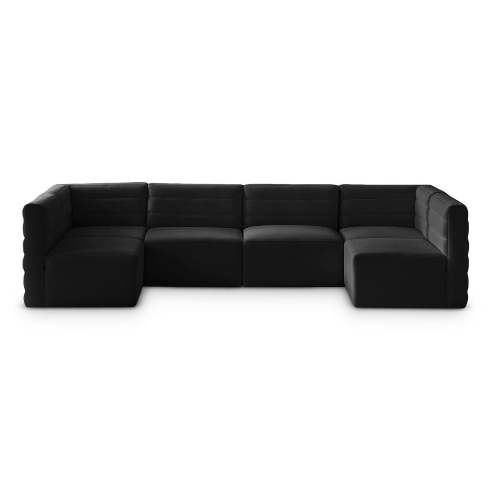 Meridian Furniture - Quincy Black Velvet Modular Sectional - 6Pc - 677Black-Sec6B veiw 1