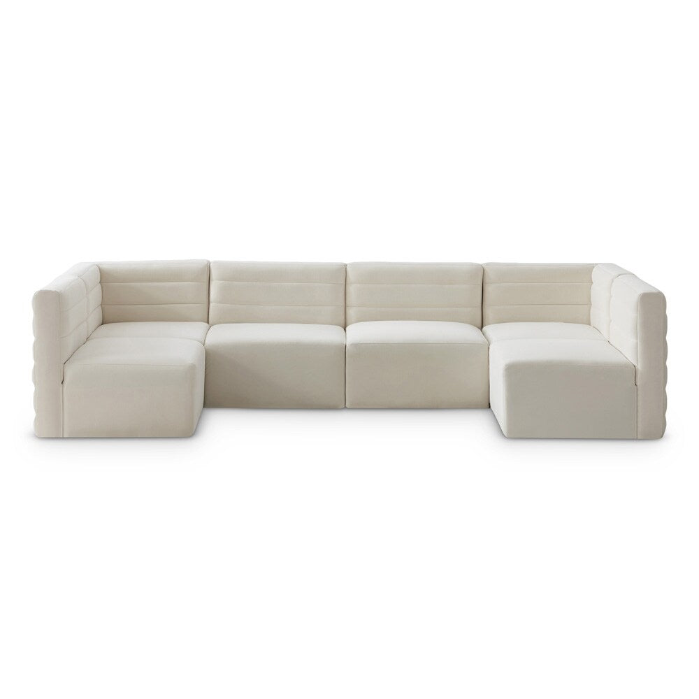 Meridian Furniture - Quincy Cream Velvet Modular Sectional - 6Pc - 677Cream-Sec6B veiw 1