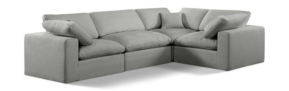 Meridian Furniture - Comfy Grey Linen Textured Fabric Modular Sectional - 4Pc - 187Grey-Sec4C veiw 1