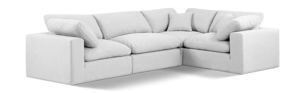 Meridian Furniture - Comfy White Linen Textured Fabric Modular Sectional - 4Pc - 187White-Sec4C veiw 1