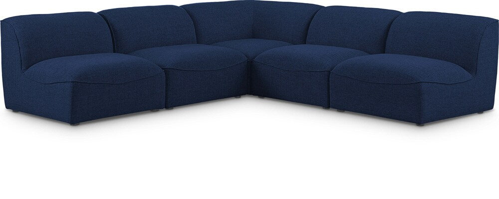 Meridian Furniture - Miramar Navy Durable Linen Textured Modular Sectional - 5Pc - 683Navy-Sec5B veiw 1