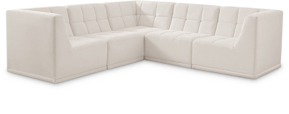 Meridian Furniture - Relax Cream Velvet Modular Sectional - 5Pc - 650Cream-Sec5B veiw 1