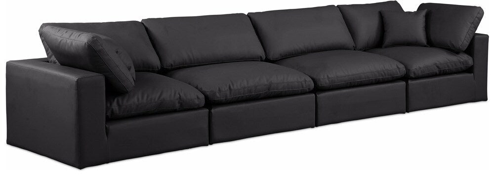 Meridian Furniture - Comfy Black Vegan Leather Modular Sofa - 4Pc - 188Black-S158 veiw 1