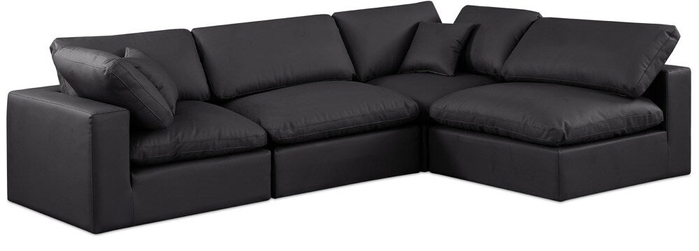 Meridian Furniture - Comfy Black Vegan Leather Modular Sectional - 4Pc - 188Black-Sec4B veiw 1