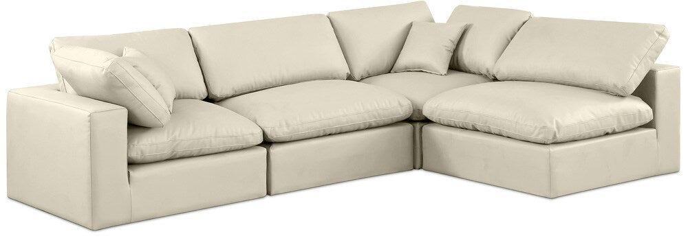Meridian Furniture - Comfy Cream Vegan Leather Modular Sectional - 4Pc - 188Cream-Sec4B veiw 1