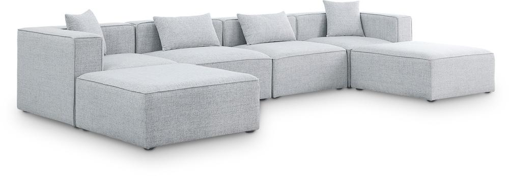 Meridian Furniture - Cube Grey Durable Linen Textured Modular Sectional - 6Pc - 630Grey-Sec6B veiw 1