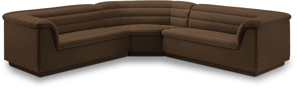 Meridian Furniture - Cascade Brown Velvet Fabric Modular Sectional - 3Pc - 194Brown-Sectional veiw 1