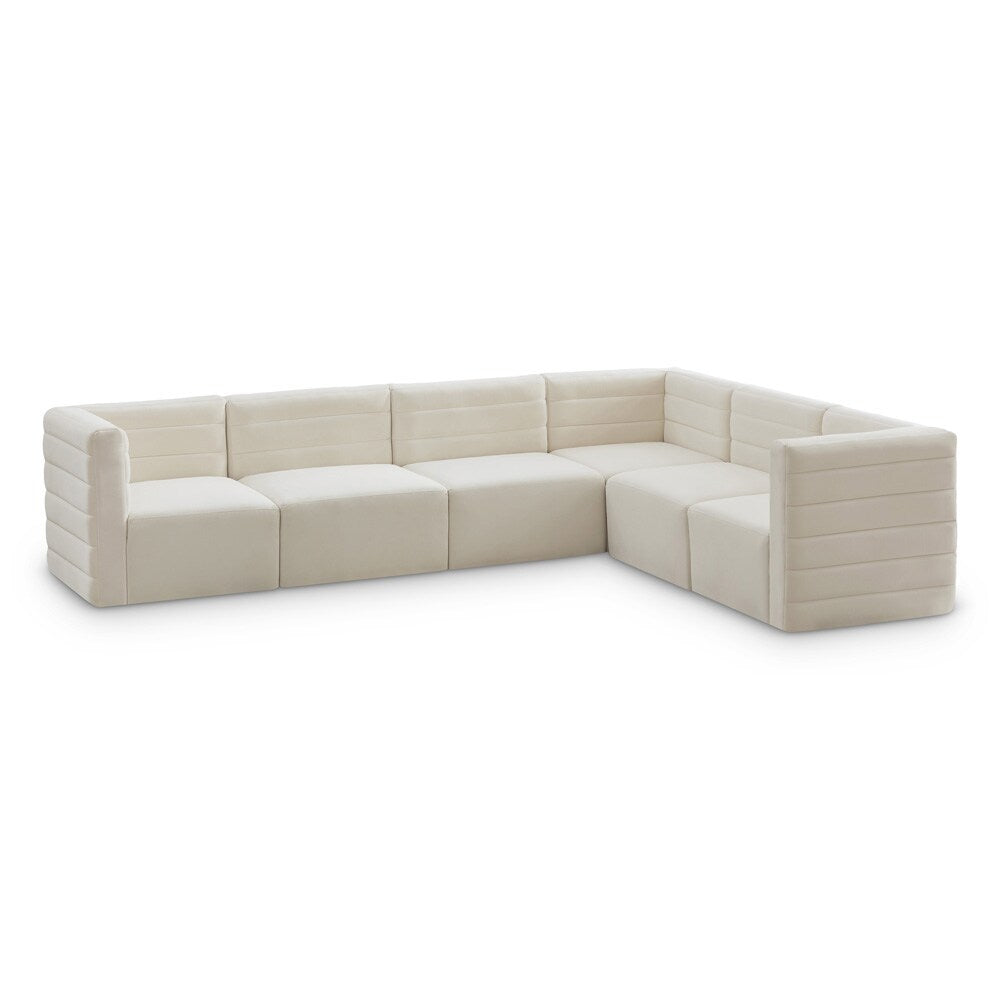 Meridian Furniture - Quincy Cream Velvet Modular Sectional - 6Pc - 677Cream-Sec6A veiw 1
