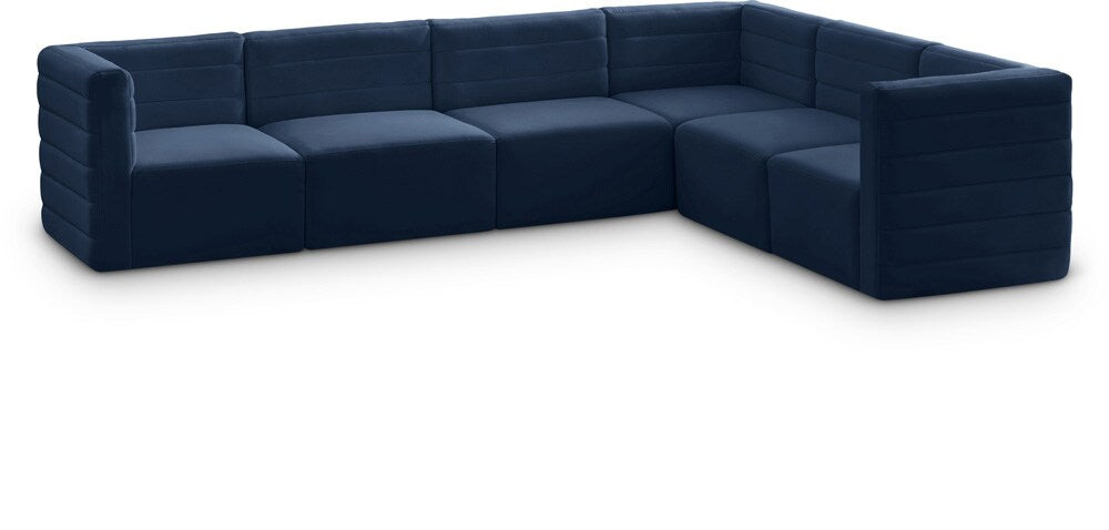 Meridian Furniture - Quincy Navy Velvet Modular Sectional - 6Pc - 677Navy-Sec6A veiw 1
