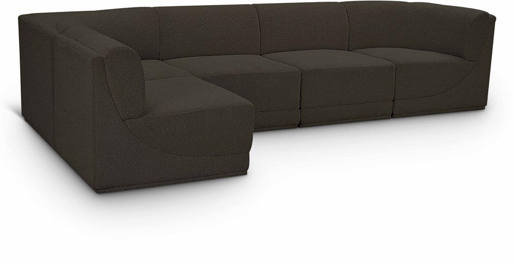 Meridian Furniture - Ollie Brown Boucle Fabric Modular Sectional - 5Pc - 118Brown-Sec5A veiw 1