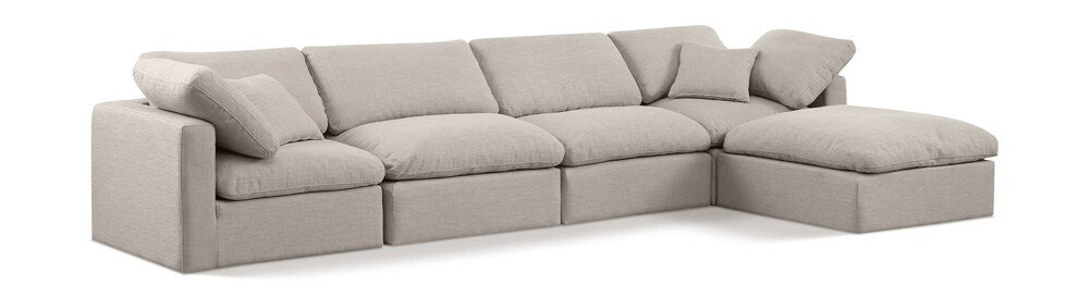 Meridian Furniture - Indulge Beige Linen Textured Fabric Modular Sectional - 5Pc - 141Beige-Sec5A veiw 1