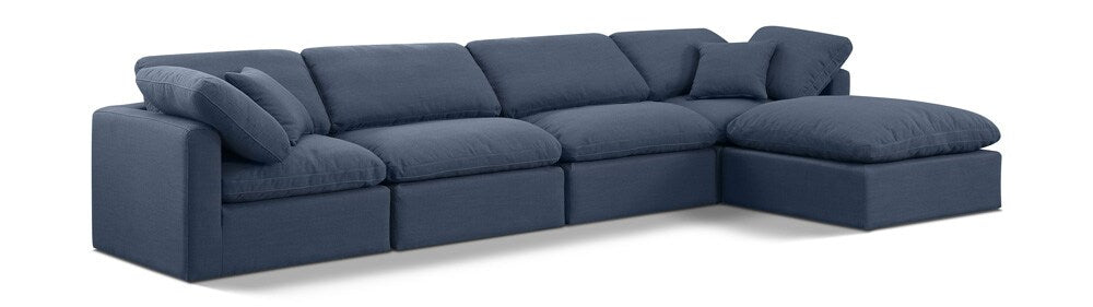 Meridian Furniture - Indulge Navy Linen Textured Fabric Modular Sectional - 5Pc - 141Navy-Sec5A veiw 1