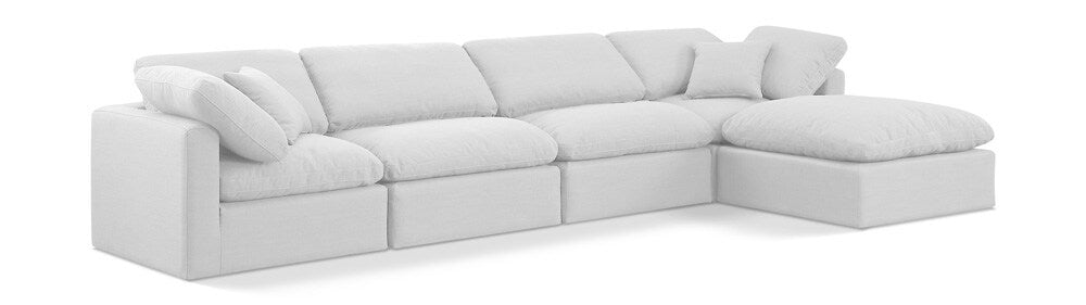 Meridian Furniture - Indulge White Linen Textured Fabric Modular Sectional - 5Pc - 141White-Sec5A veiw 1