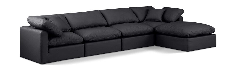 Meridian Furniture - Indulge Black Vegan Leather Modular Sectional - 5Pc - 146Black-Sec5A veiw 1