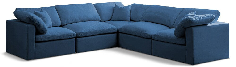 Meridian Furniture - Plush Navy Velvet Standard Comfort Modular Sectional - 5Pc - 602Navy-Sec5C veiw 1