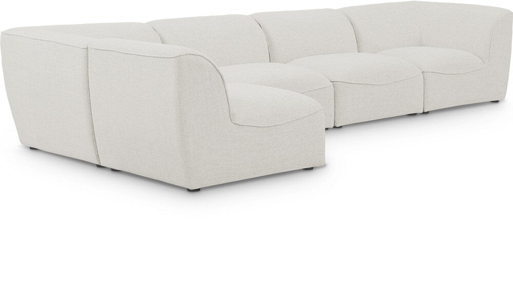 Meridian Furniture - Miramar Cream Durable Linen Textured Modular Sectional - 5Pc - 683Cream-Sec5D veiw 1
