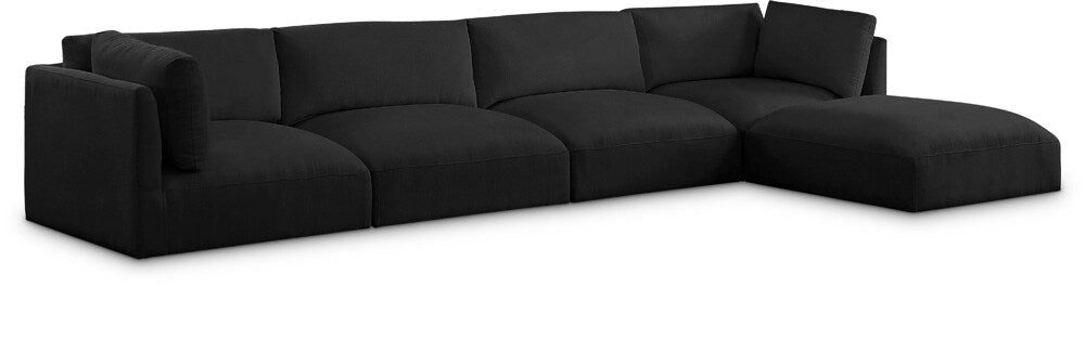 Meridian Furniture - Ease Black Polyester Fabric Modular Sectional - 5Pc - 696Black-Sec5A veiw 1