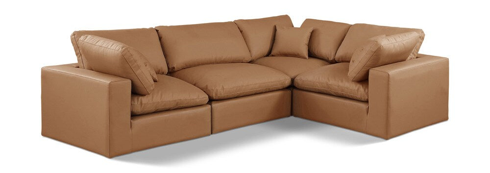 Meridian Furniture - Comfy Cognac Vegan Leather Modular Sectional - 4Pc - 188Cognac-Sec4C veiw 1