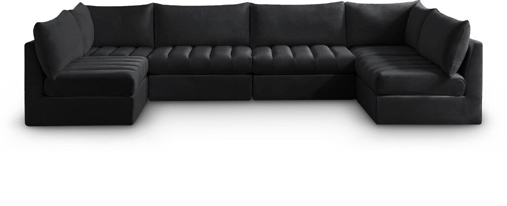 Meridian Furniture - Jacob Black Velvet Modular Sectional - 6Pc - 649Black-Sec6B veiw 1