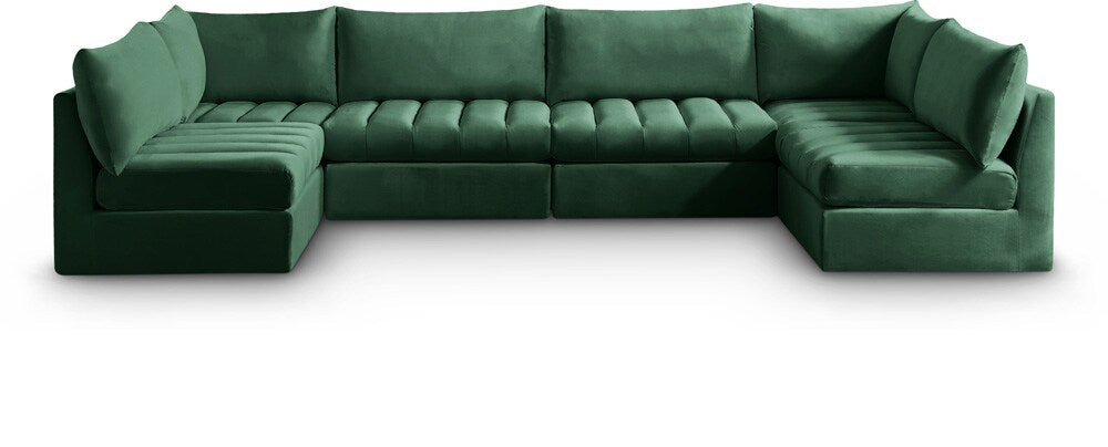 Meridian Furniture - Jacob Green Velvet Modular Sectional - 6Pc - 649Green-Sec6B veiw 1
