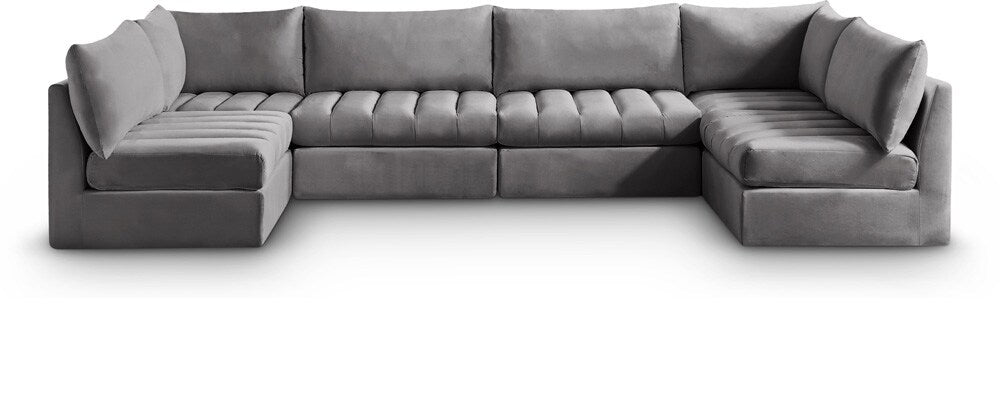 Meridian Furniture - Jacob Grey Velvet Modular Sectional - 6Pc - 649Grey-Sec6B veiw 1