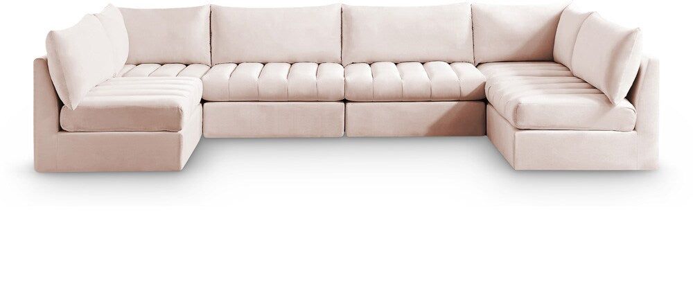 Meridian Furniture - Jacob Pink Velvet Modular Sectional - 6Pc - 649Pink-Sec6B veiw 1