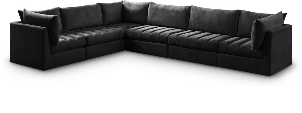 Meridian Furniture - Jacob Black Velvet Modular Sectional - 6Pc - 649Black-Sec6A veiw 1
