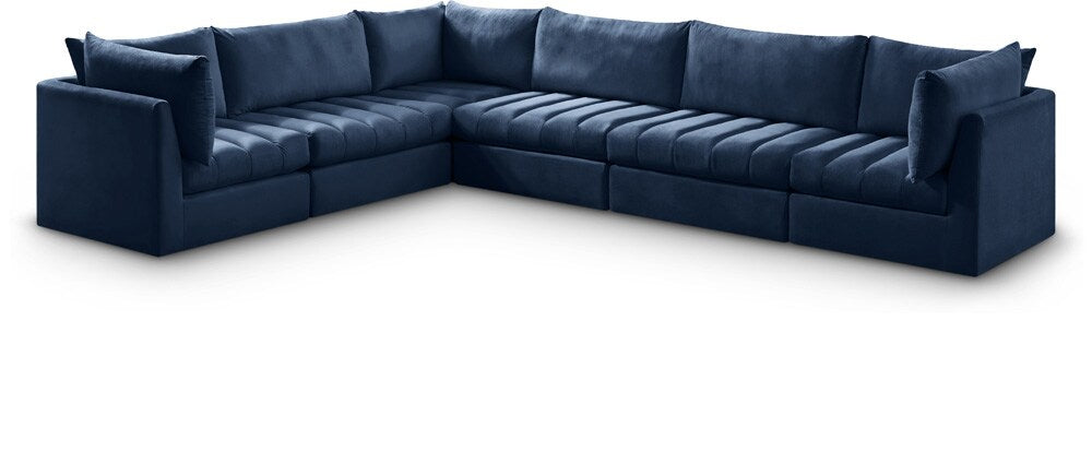 Meridian Furniture - Jacob Navy Velvet Modular Sectional - 6Pc - 649Navy-Sec6A veiw 1