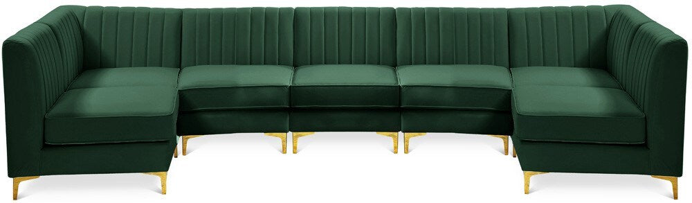 Meridian Furniture - Alina Green Velvet Modular Sectional - 7Pc - 604Green-Sec7A veiw 1