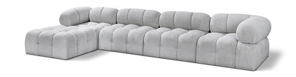 Meridian Furniture - Ames Grey Boucle Fabric Modular Sectional - 5Pc - 611Grey-Sec5B veiw 1
