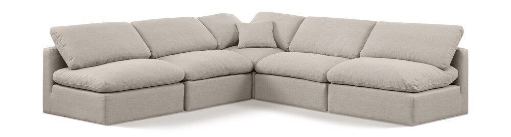 Meridian Furniture - Indulge Beige Linen Textured Fabric Modular Sectional - 5Pc - 141Beige-Sec5B veiw 1