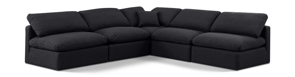 Meridian Furniture - Indulge Black Linen Textured Fabric Modular Sectional - 5Pc - 141Black-Sec5B veiw 1