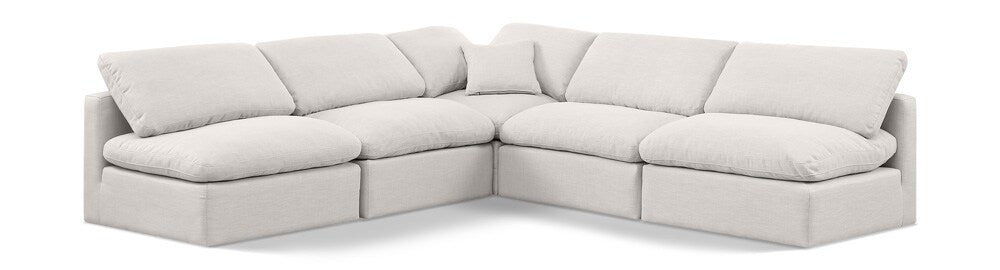 Meridian Furniture - Indulge Cream Linen Textured Fabric Modular Sectional - 5Pc - 141Cream-Sec5B veiw 1