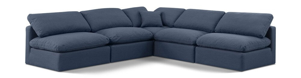 Meridian Furniture - Indulge Navy Linen Textured Fabric Modular Sectional - 5Pc - 141Navy-Sec5B veiw 1