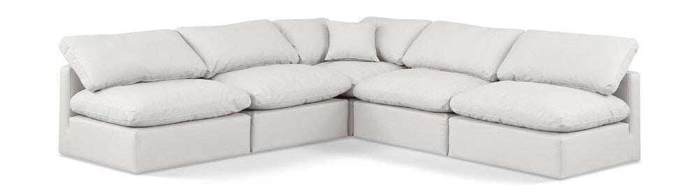 Meridian Furniture - Indulge Cream Vegan Leather Modular Sectional - 5Pc - 146Cream-Sec5B veiw 1