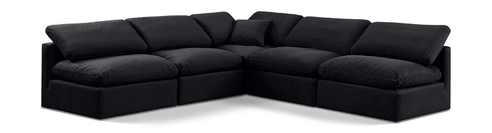 Meridian Furniture - Indulge Black Velvet Modular Sectional - 5Pc - 147Black-Sec5B veiw 1