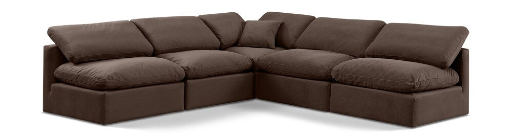 Meridian Furniture - Indulge Brown Velvet Modular Sectional - 5Pc - 147Brown-Sec5B veiw 1